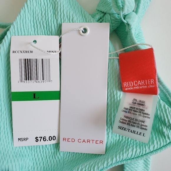 New Red Carter Textured Bikini Top & Bottom Matching Set NWT Large (8-10 US) - Picture 11 of 16